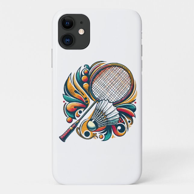 Funda De Case-Mate Para iPhone Gráfico de bádminton (Reverso)