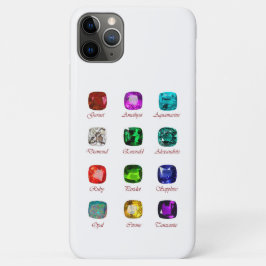 Funda Para iPhone 11 Pro Max Gráfico de Birthstone, Gemstones de 12 meses, estu