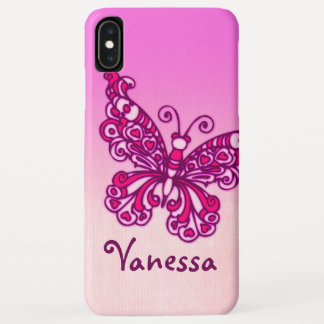 Funda Para iPhone XS Max gráfico de mariposa púrpura con nombres de chicas