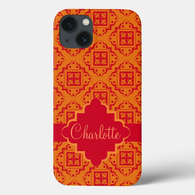 Funda De Case-Mate Para iPhone Gráfico marroquí Naranja Rojo (Reverso)