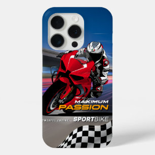 Funda Para iPhone 15 Pro Gráficos de Ciclismo de Superbikes Pasión Máxima