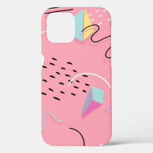 Funda Para iPhone 12 Gráficos de retroceso de 1990 color rosa divertido