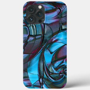 Funda Para iPhone 13 Pro Max Grainas de textura digital de cian oscuro encerado