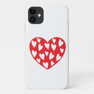 Funda Para iPhone 11 Gran corazón rojo con corazones pequeños