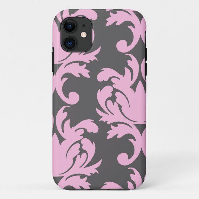 Funda De Case-Mate Para iPhone gran damasco rosa y gris profundo (Reverso)