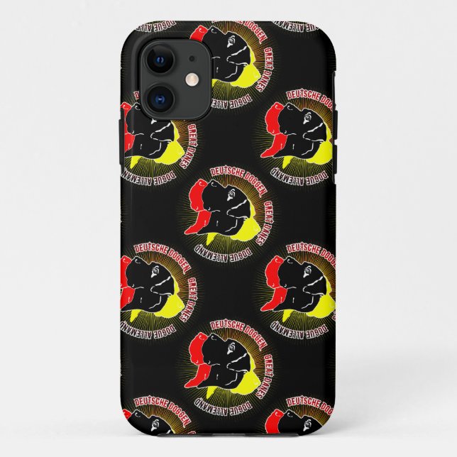 Funda De Case-Mate Para iPhone Gran Danés Negro Rojo Dorado (Reverso)
