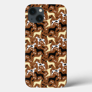 Funda Para iPhone 13 Gran Harlequin del Patrón del Perro de los Daneses