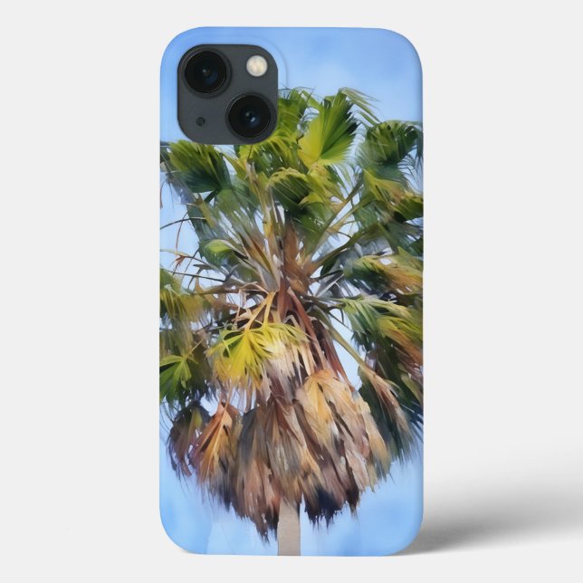 Funda De Case-Mate Para iPhone Gran Hermosa Palm Tree Art Teléfono Tropical (Reverso)