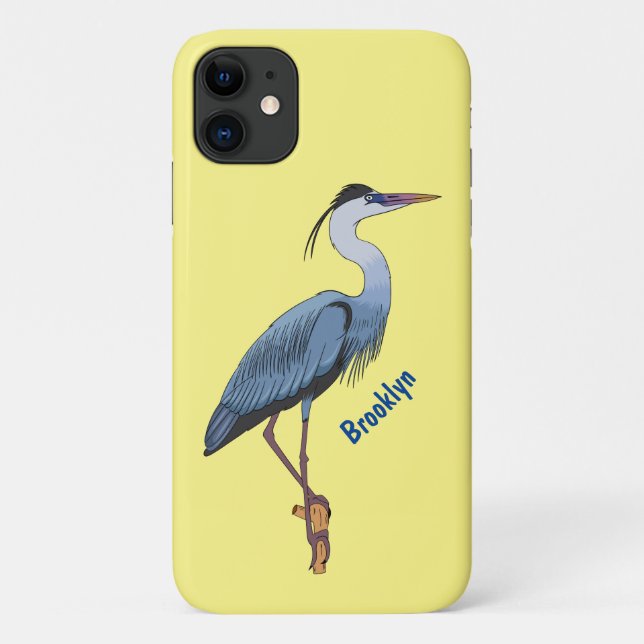 Funda De Case-Mate Para iPhone Gran ilustracion personalizado de garza azul (Reverso)