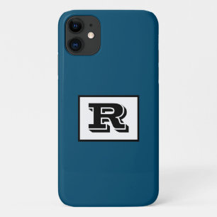 Funda Para iPhone 11 Gran Monograma Negro Negrita Contorneado, Azul Océ