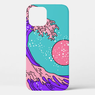 Funda Para iPhone 12 Gran ola en estilo de arte pop de vaporwave. Ver e