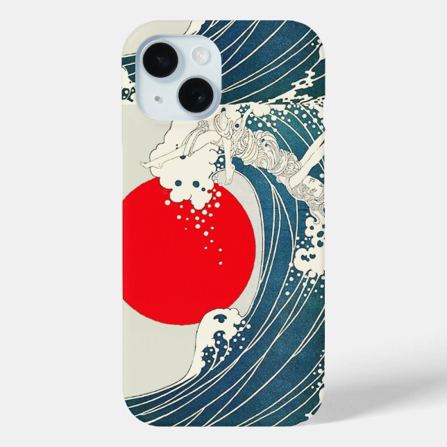 Funda De Case-Mate Para iPhone GRAN OLA Y ROJO SOL Azul Blanco Náutico (Reverso )