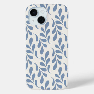 Funda Para iPhone 15 Gran patrón botánico de hoja azul costera