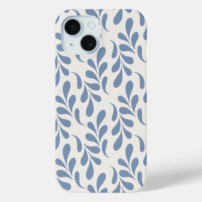 Funda De Case-Mate Para iPhone Gran patrón botánico de hoja azul costera (Reverso )