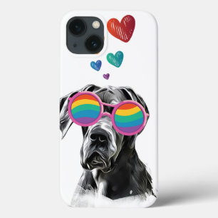 Funda Para iPhone 13 Gran perro danés con El día de San Valentín cardía