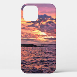 Funda Para iPhone 12 Gran puesta de sol colorida sobre la playa de agua