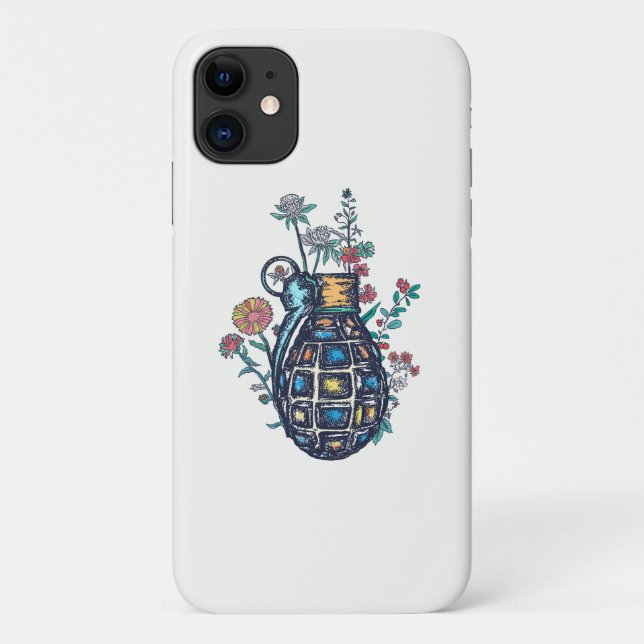 Funda De Case-Mate Para iPhone Granada de mano Base de flores (Reverso)