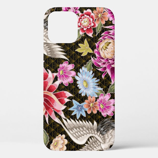 Funda De Case-Mate Para iPhone Gránas de Asters: estilo japonés sin costuras pint (Reverso )