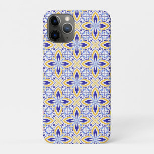 Funda Para iPhone 11 Pro Grand Mosaic Blue and Gold Floral Mediterranean