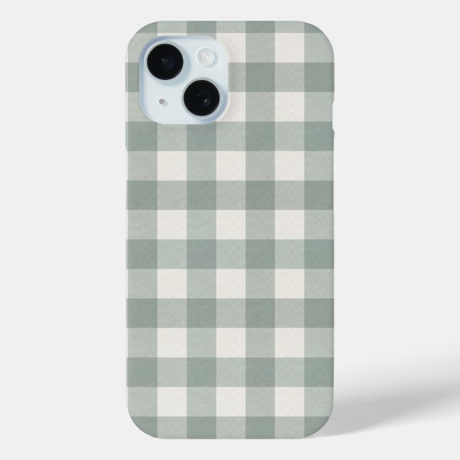 Funda De Case-Mate Para iPhone Grandes cheques de gingham verde claro (Reverso )