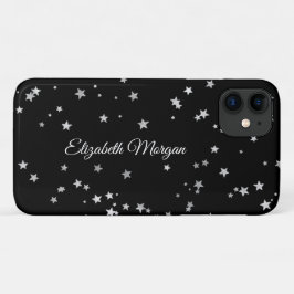 Funda Para iPhone 11 Grandes estrellas plateadas con nombre de guión bl
