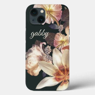 Funda Para iPhone 13 Grandes Floraciones Embellecidas Modernas   Texto 