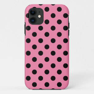 Funda Para iPhone 11 Grandes lunares negros sobre rosa caliente