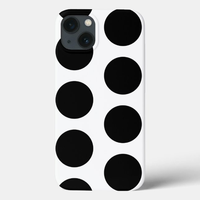 Funda De Case-Mate Para iPhone Grandes puntos de polka blancos y negros (Reverso)