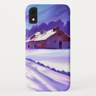 Funda Para iPhone XR Granero cubierto de nieve en el paisaje invernal