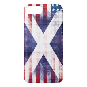 Funda Para iPhone 8/7 Grano de madera americano escocés y Paintstrokes