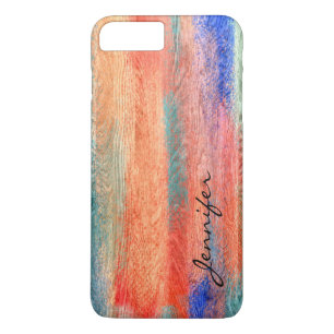 Funda Para iPhone 8 Plus/7 Plus Grano de madera de época colorido y abstracto