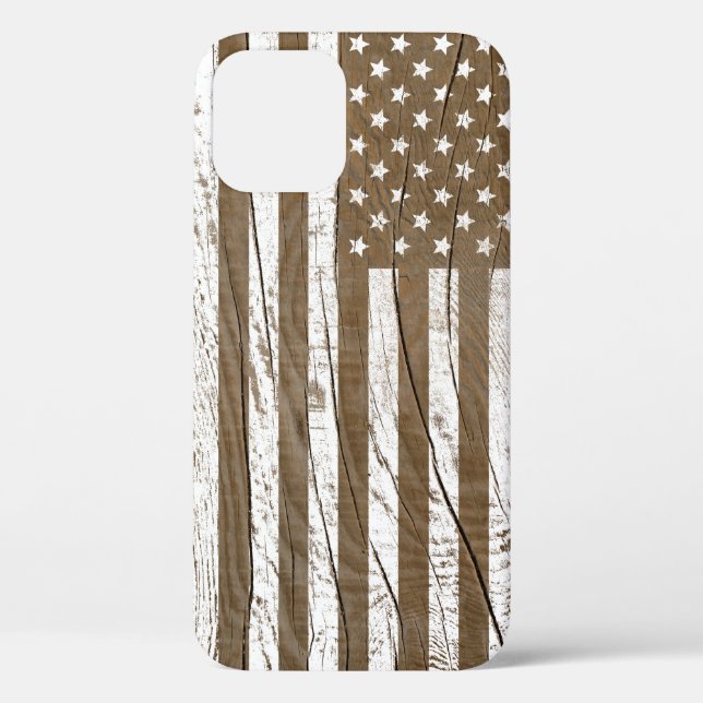 Funda De Case-Mate Para iPhone Grano de madera Grunge Bandera Americana (Reverso )