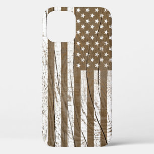 Funda Para iPhone 12 Pro Grano de madera Grunge Bandera Americana