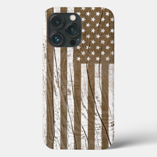 Funda Para iPhone 13 Pro Grano de madera Grunge Bandera Americana