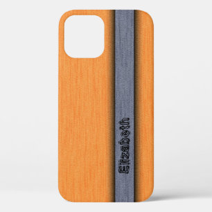 Funda Para iPhone 12 Pro Grano de madera naranja y gris