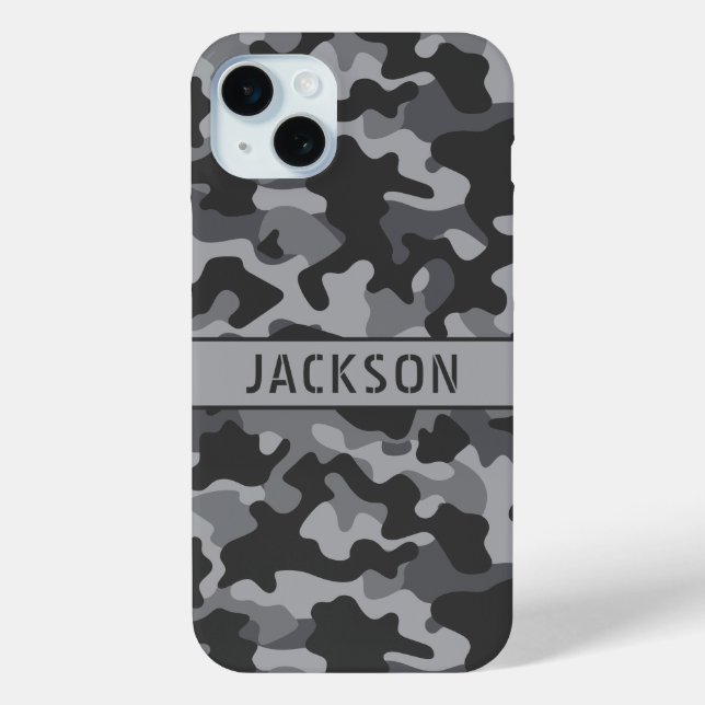 Funda De Case-Mate Para iPhone Gray Camouflage Personalized (Reverso )