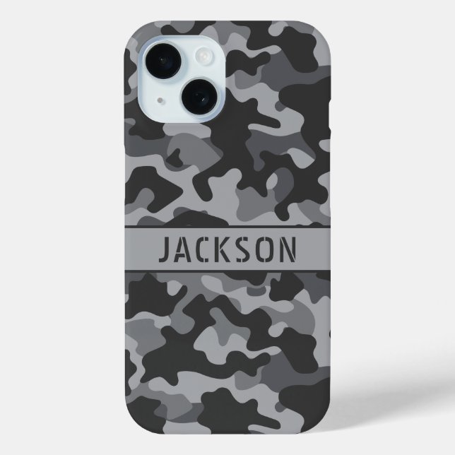 Funda De Case-Mate Para iPhone Gray Camouflage Personalized (Reverso )