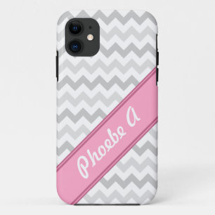 Gray Chevron Pink Funda para iPhone 5 personalizad