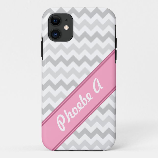 Funda De Case-Mate Para iPhone Gray Chevron Pink Funda para iPhone 5 personalizad (Reverso)