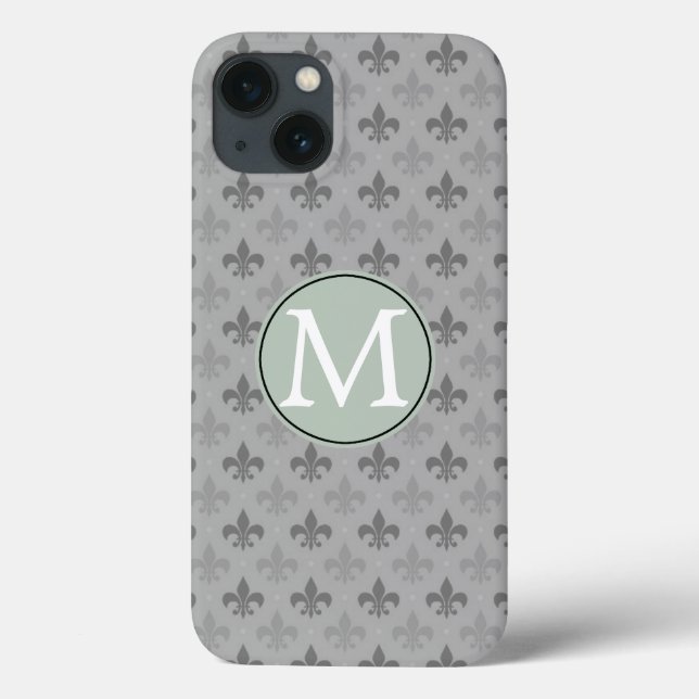 Funda De Case-Mate Para iPhone Gray Fleur de lis (Reverso)
