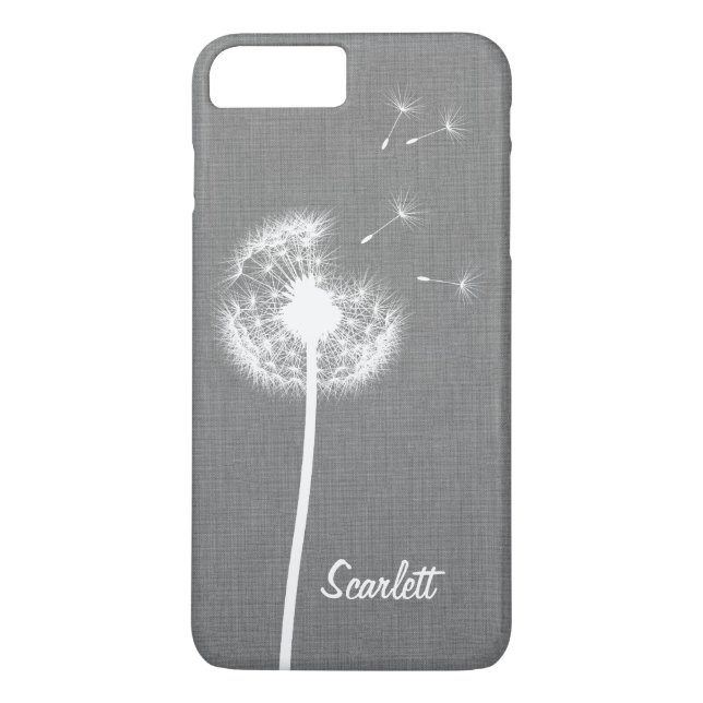 Funda De Case-Mate Para iPhone Gray Linen Dandelion Monogrammed iPhone 7 Plus (Reverso)