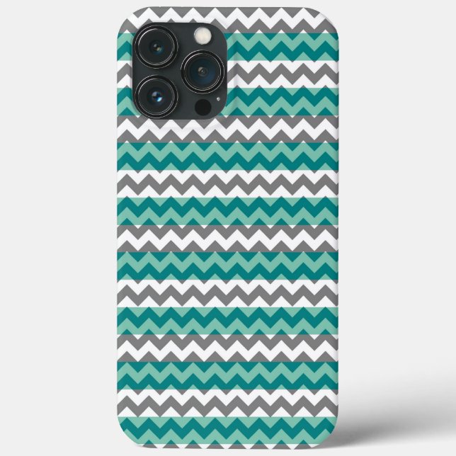 Funda De Case-Mate Para iPhone Gray Mint Chevron Zigzag (Reverso )