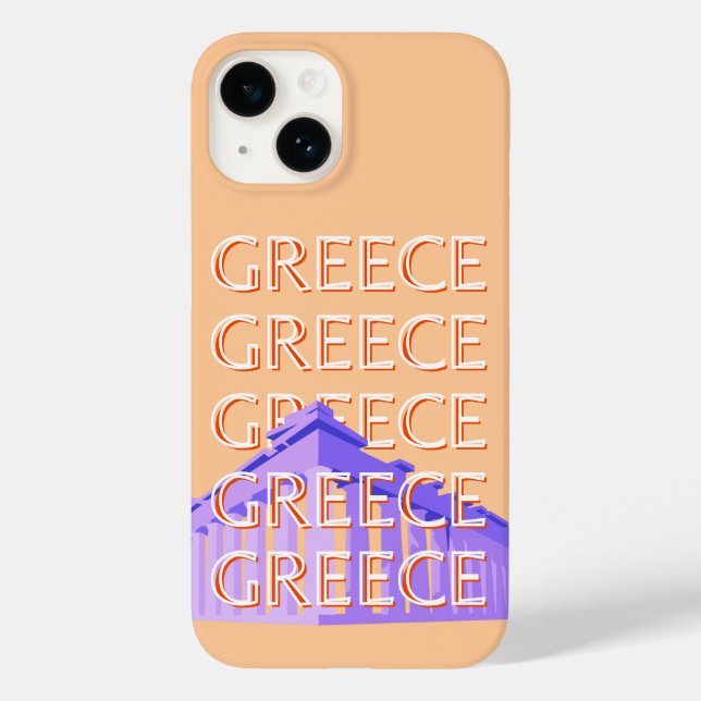 Funda De Case-Mate Para iPhone Grecia, Atenas Viajes Arte, Naranja (Reverso )