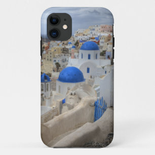 Funda Para iPhone 11 Grecia, Santorini. Campanario y cúpulas azules de 