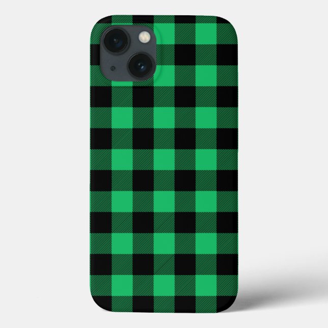 Funda De Case-Mate Para iPhone Green and Black Buffalo Check Gingham Holiday Cas (Reverso)