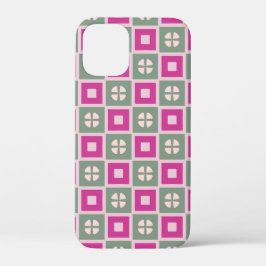 title_seo2 Green and Magenta Boxed Floral Bloom iPhone Case