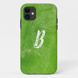 Funda Para iPhone 11 Green Beach Sea Glass Monogramed Minimal Simple