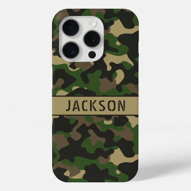 Funda De Case-Mate Para iPhone Green Brown Camouflage Personalized (Reverso )