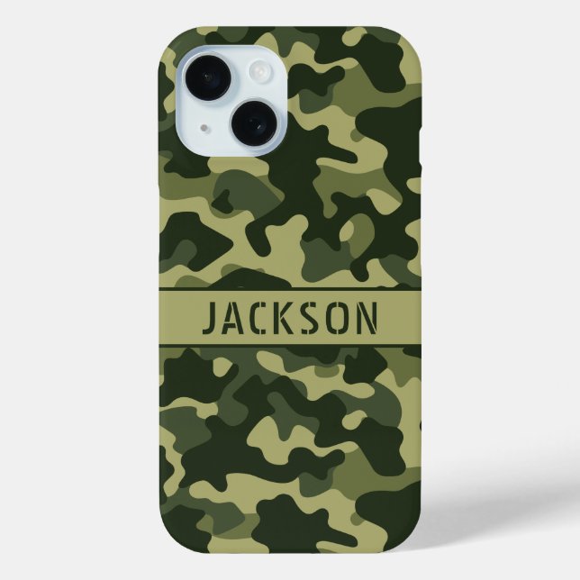 Funda De Case-Mate Para iPhone Green Camouflage Personalized (Reverso )
