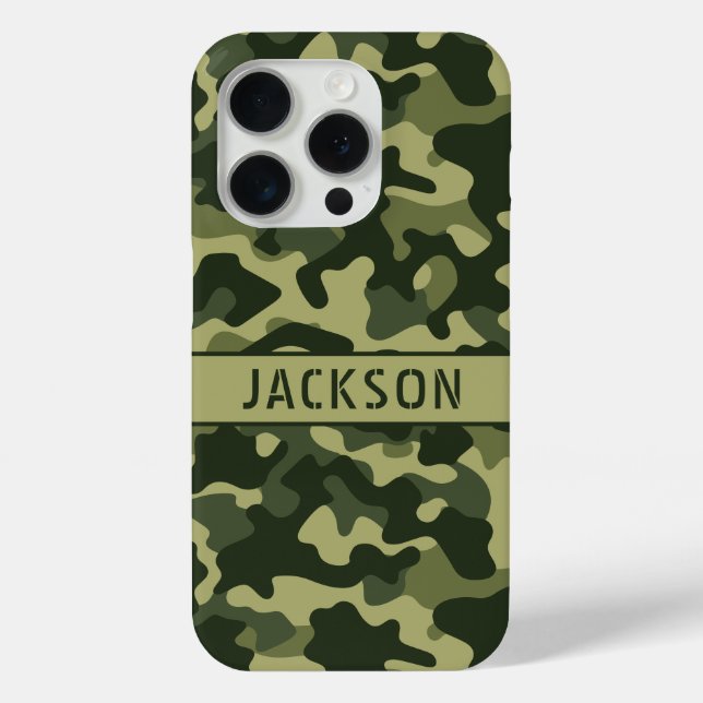 Funda De Case-Mate Para iPhone Green Camouflage Personalized (Reverso )